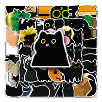 50 Cartoon Animal Kitty Black Cat Graffiti Sticker Childrens Suitcase Guitar Personality Flat Notebook PC Host Case Mobile Phone Water Glass Electric Bottle Car Skateboard Helmet Decoration Sticker waterproof