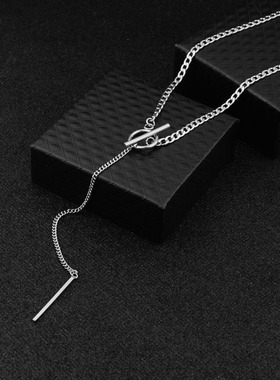 郝熠然同款项链男女小众设计感轻奢OT扣锁骨链2026新款毛衣链颈链