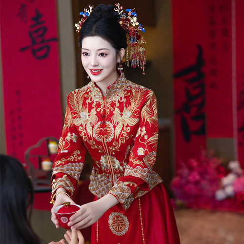 秀禾服婚服2026冬新款小个子结婚龙凤褂出阁婚服禾秀服大码敬酒服 - 图2