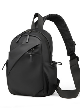 Trendy men's bag street black crossbody bag街头黑色斜挎包