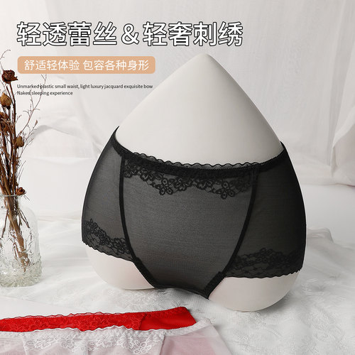 性感蕾丝内裤女士2025新款超薄透明网纱蕾丝中腰纯欲风女款三角裤 - 图0