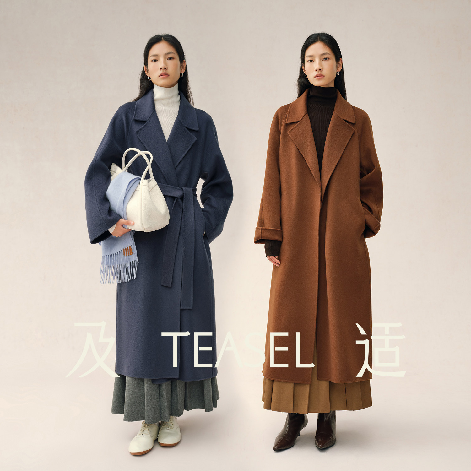TEASEL「冬的乐章」终身包洗护！14.5微米ROW风100纯山羊绒大衣,淘宝优惠券,粉丝福利购,淘宝优惠卷