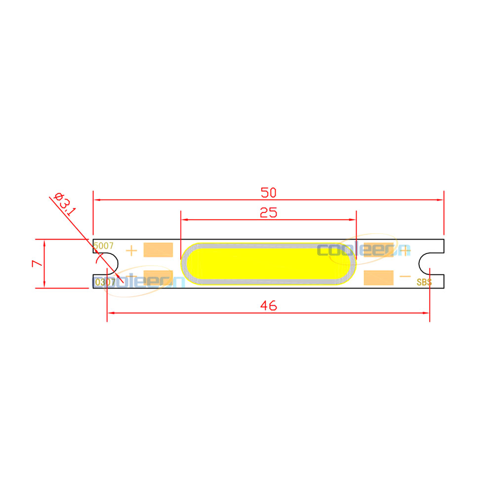 50x7mm COB小灯条9V台灯壁灯LED光源5W晶元芯片5cm条形灯珠80显指 - 图0