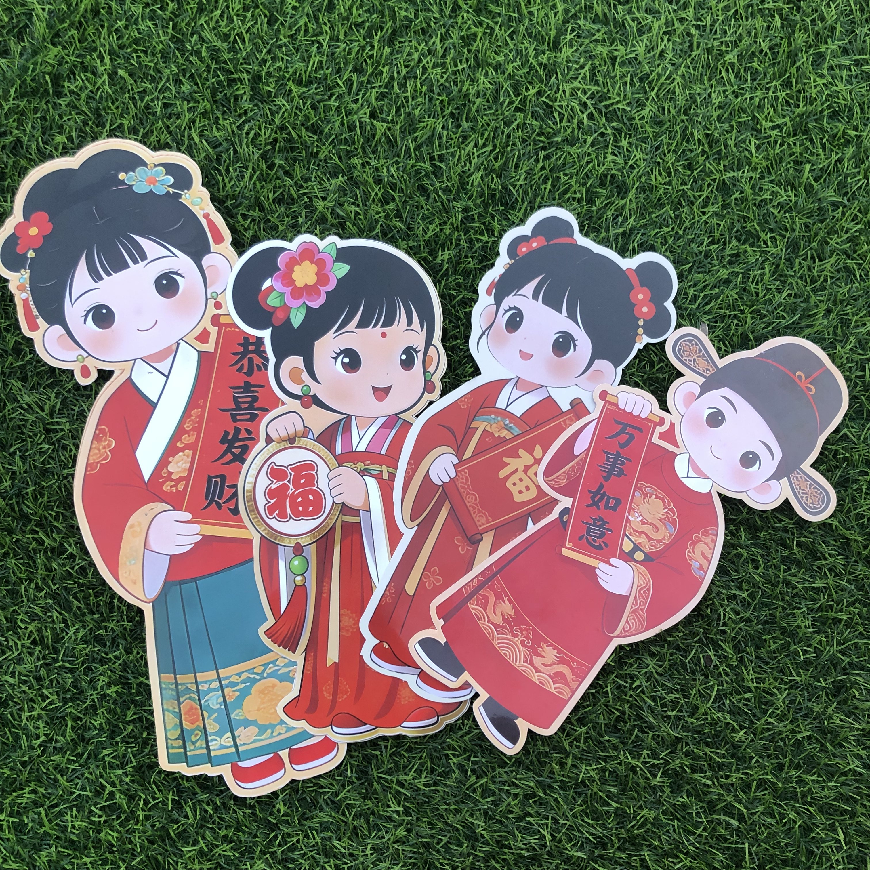 汉服年画娃娃2026马年新款新年装饰春节磁吸自粘背胶送子图墙门贴,淘宝优惠券,粉丝福利购,淘宝优惠卷