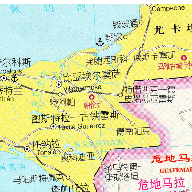 2024新款 墨西哥地图 中文版墙贴 超大巨幅 交通 装饰画海报 - 图1