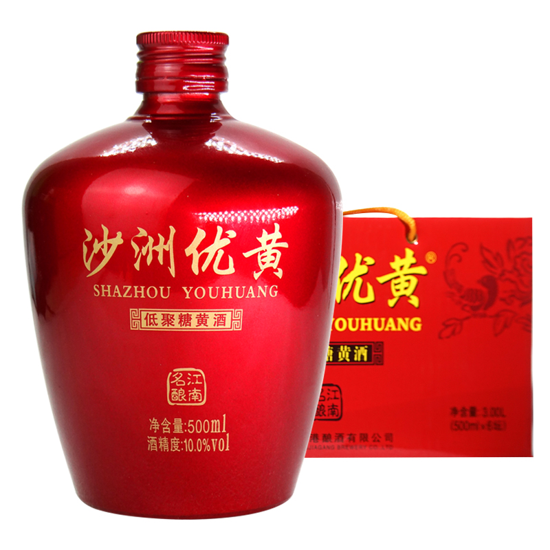 沙洲优黄低聚糖黄酒500ml*6瓶装/整箱沙优六年陈酿五星小红坛黄酒 - 图3