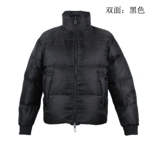 意大利奢级 羽绒服男装冬季白鸭绒加厚羽绒服纯色外套 双面穿立领 - 图1