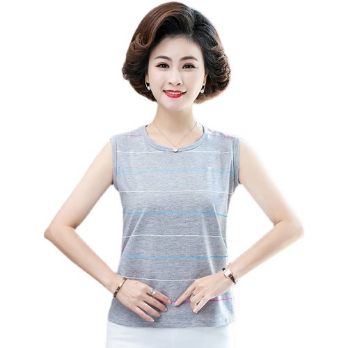 妈妈纯棉女士坎肩背心女夏季老年上衣内衣中年女式跨栏吊带宽松 - 图3