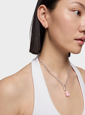 【新品】TOUS/桃丝熊Bold Bear系列925银白色粉色陶瓷小熊吊坠女