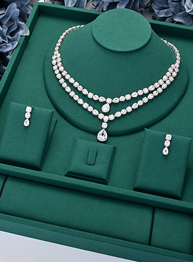 亚马逊跨境热销宴会镶锆石ins饰品轻奢高级感小众流苏时尚项链女