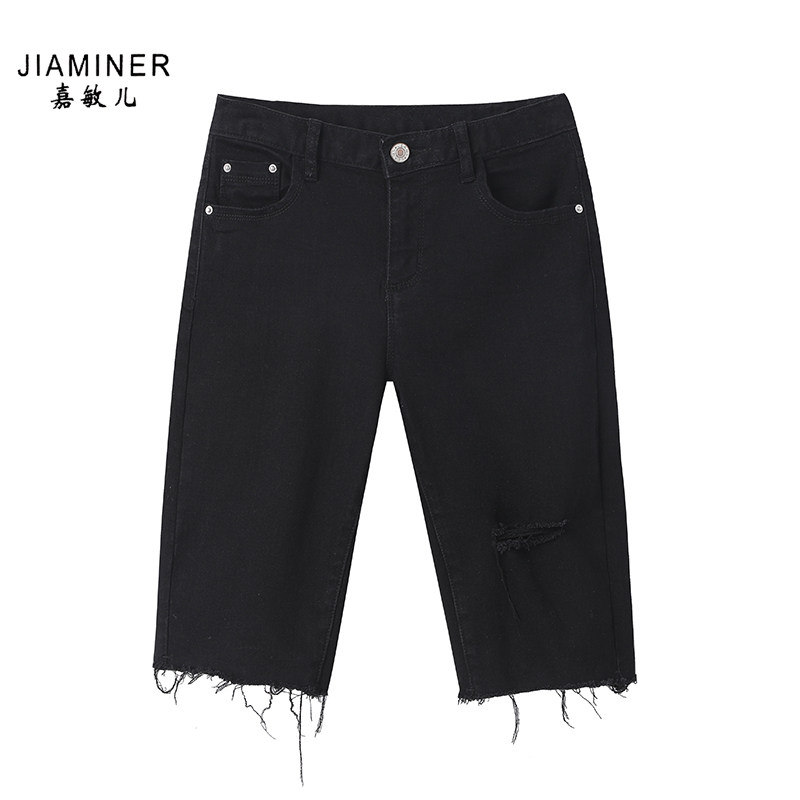 紧身五分裤女直筒港味潮ins夏短裤 嘉敏儿休闲裤