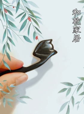 牛角狐媚灵狐中国风手工雕刻簪子狐狸盘发钗子复古古风发簪COS