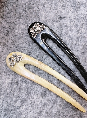 DIY发簪牛羊角u形双钗古风新中式服发饰高级感盘头簪国风日常发钗