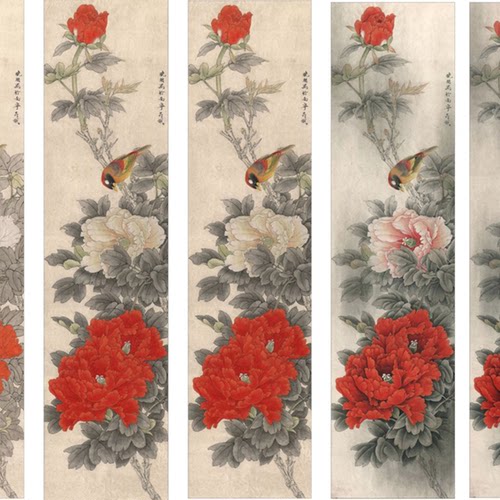 工笔画国画花鸟四条屏挂画初学者临摹勾线四尺宣纸过稿DIY装饰画 - 图3