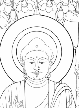 工笔画白描底稿佛像敦煌壁画白描底稿人物线稿装饰画临摹打印国画