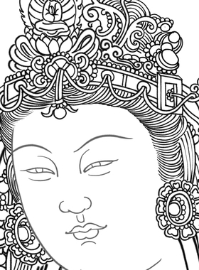 工笔画打印白描底稿竖幅人物佛像慈胜寺壁画初学者临摹过稿练习