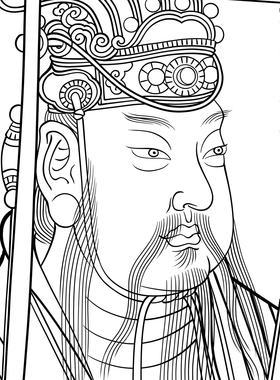 永乐宫壁画主佛打印白描画稿国画佛像人物绘画高清线描临摹范本