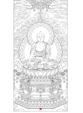 无彩图工笔画打印白描底稿竖幅佛像高清板绘高清线描初学者临摹