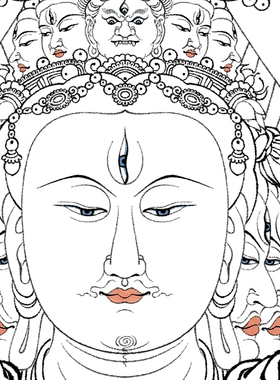 工笔画打印白描底稿敦煌佛像人物千手千眼观音菩萨高清线稿板绘