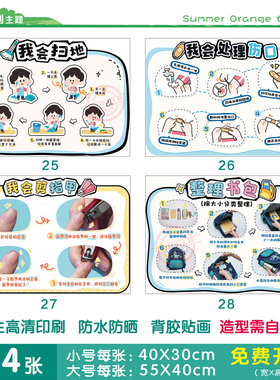 幼儿园生活区环创吃饭刷牙墙贴画