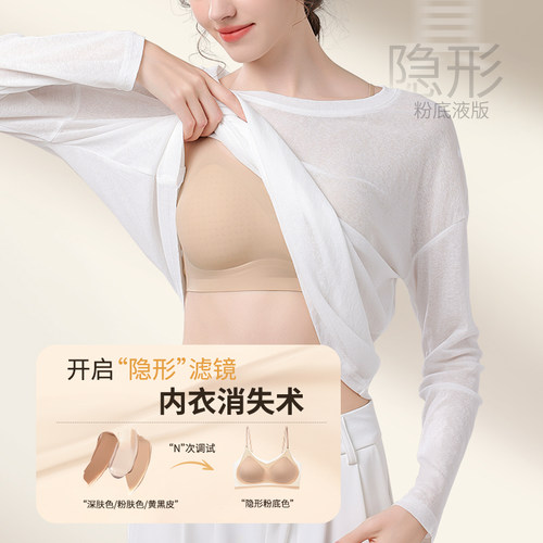 粉底液内衣女夏薄款隐形无痕小胸聚拢吊带细肩带美背一体式文胸罩 - 图1