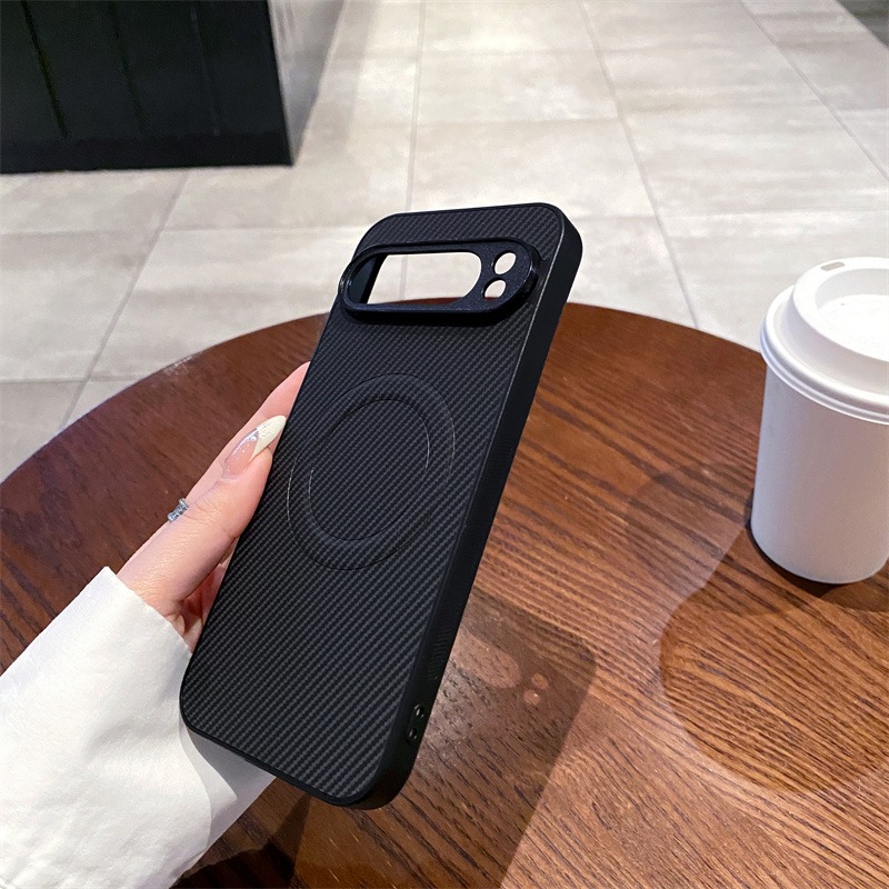 适用于谷歌pixel磁吸9A pro碳纤维引磁皮纹壳pixel 8A pro无线充电一体pixel 7 6简约商务防摔保护手机壳批发 - 图2