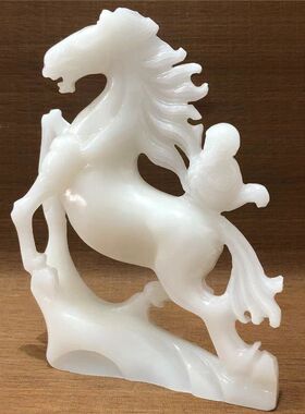 天然玉石摆件马上封侯雕刻办公室家居客厅开业送礼工艺品招财镇宅