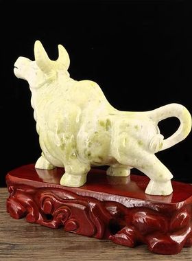 天然玉石生肖牛玉摆件客厅玄关办公室装饰品风水店铺开业乔迁礼品