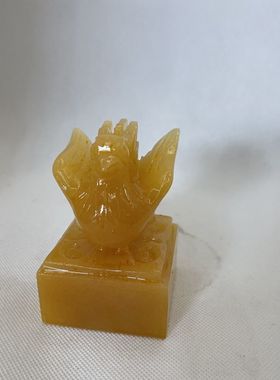 玉石印章摆件米黄玉凤凰玉玺摆设岫岩玉龙头印玺书法字画藏书摆饰