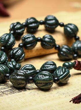 ：新疆和田玉核桃念珠文玩手链玉