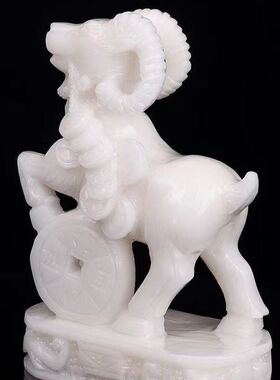 天然玉石羊摆件十二生肖羊玉石摆件家居客厅办公室装饰品送礼佳品