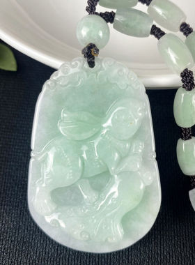 天然缅甸翡翠十二生肖吊坠情侣