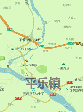 平乐县地图1.15m折叠版桂林市会议办公室装饰画客厅背景墙贴图