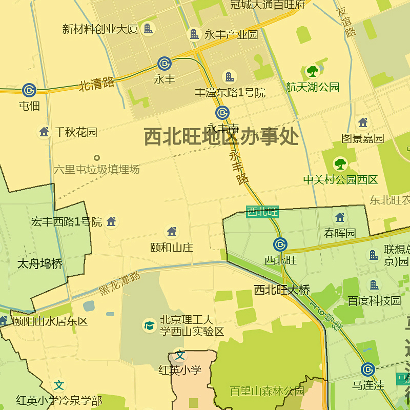 海淀区地图1.15m折叠版老板办公室装饰贴画会议室书房墙贴壁画 - 图0