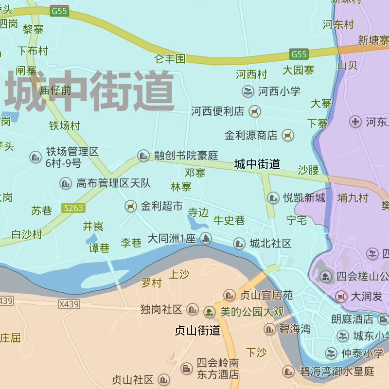 四会市地图1.15m广东省肇庆市折叠版办公室装饰贴画会议室书房墙 - 图0