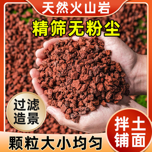 红火山石颗粒火山岩铺底铺面多肉营养土兰花专用土水族鱼缸垫底砂 - 图0