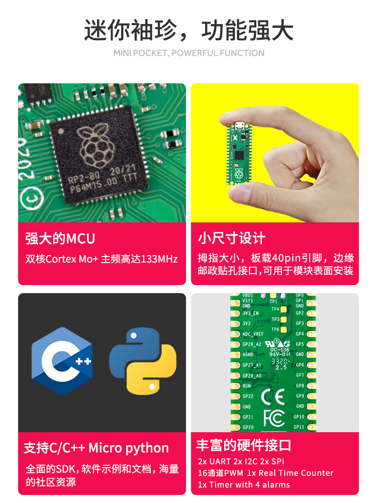 YwRobot适用于RaspberryPi树莓派Pico W开发板双核RP2040单片机-图0