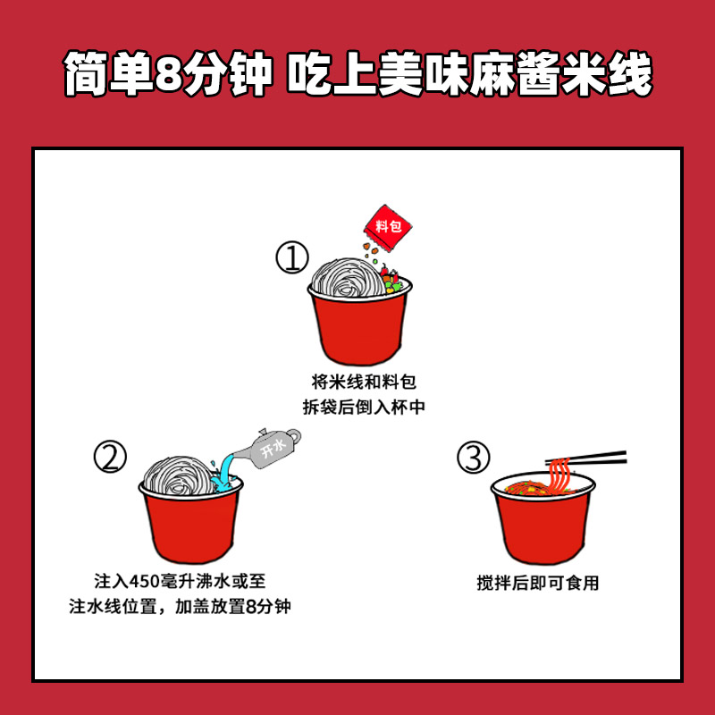 莫小仙麻酱米线桶装云南正宗吃的夜宵速食免煮麻将泡面免洗碗食品 - 图1