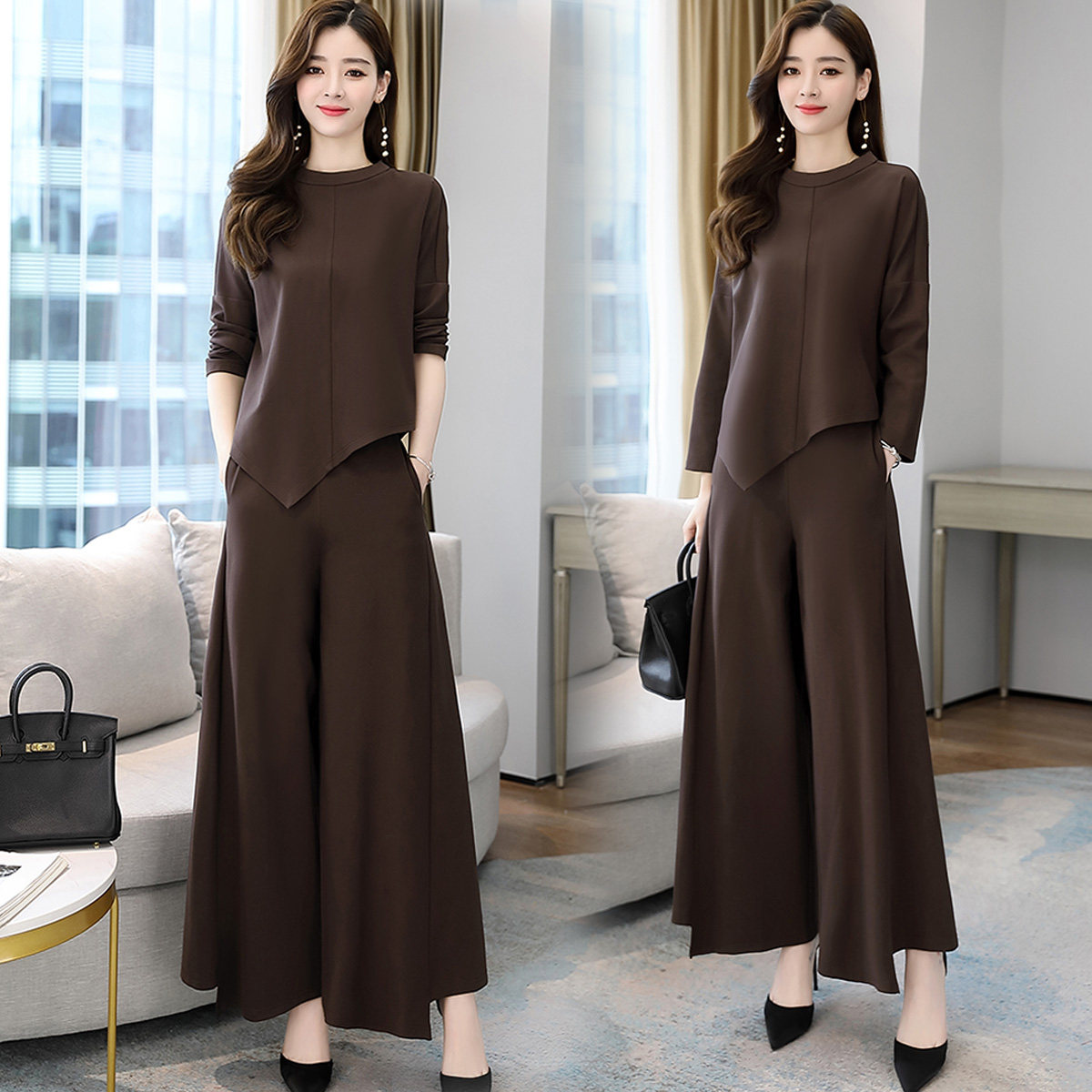 2020秋季新款韩版气质垂感潮阔腿裤 潇淑雅休闲裤