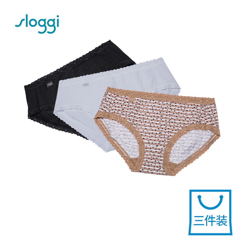 新品女士印花中腰平角内裤三条组合装 922I1 C76 黛安芬旗下 sloggi 新品女士印花中腰平角内裤三条组合装 922I1 C76 黛安芬旗下 sloggi