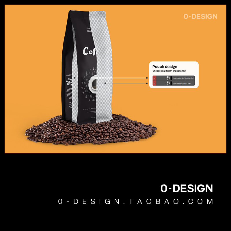 14款真空铝箔自立袋咖啡豆产品包装设计贴图ps样机素材展示效果图-图3