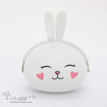 Cute silicone coin purse bunny key bag female mini Japanese Korean candy color creative coin bag headphone bag