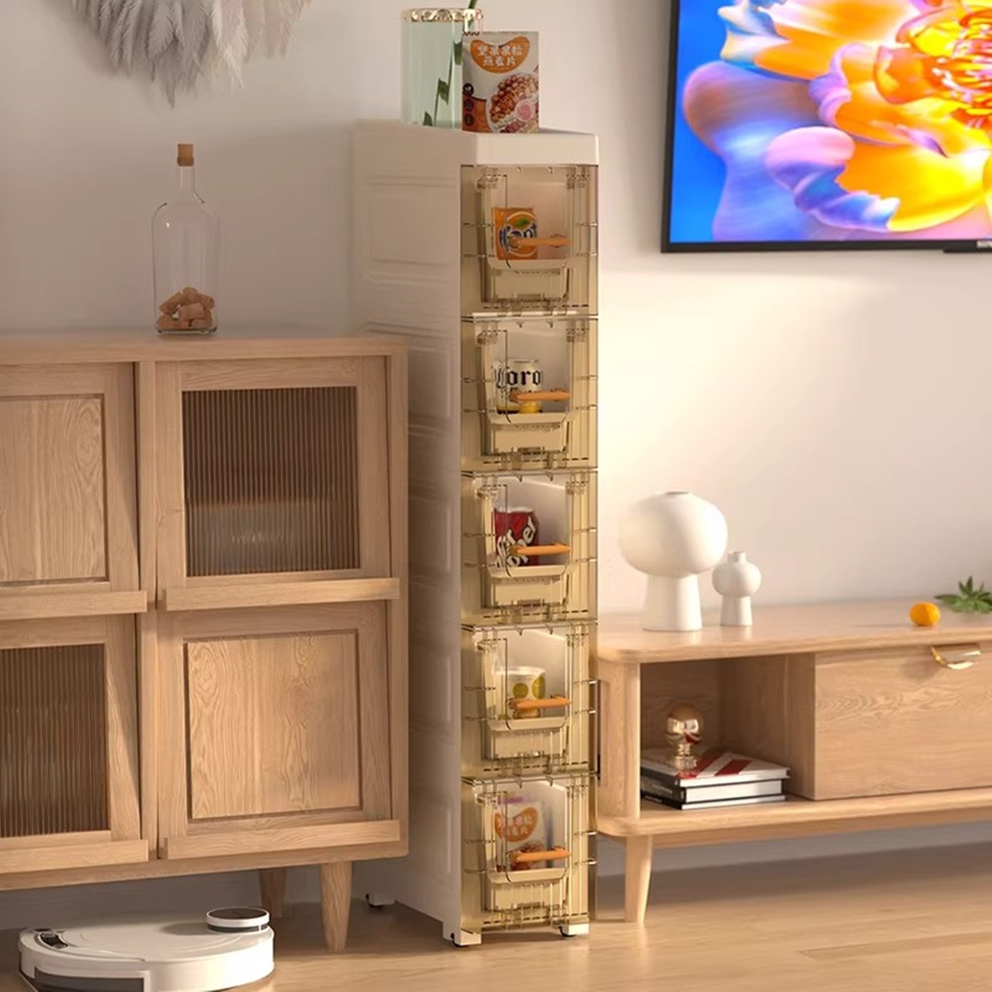 日本精工窄缝储物柜厨房夹缝收纳柜置物架卫生间缝隙落地抽屉柜子,淘宝优惠券,粉丝福利购,淘宝优惠卷