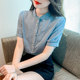Short-sleeved pure cotton shirt with button-down Chinese style stand collar