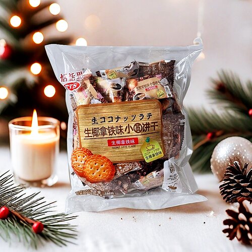 恬恬思TTS鲜葱蔬菜小圆饼干薄脆咸味小饼干248克*3袋装独立包装 - 图2