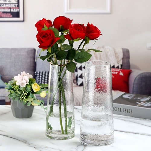 Северный холодный рисунок золотой прозрачный стеклянный ваза Оптовая легкая роскошная орнамент