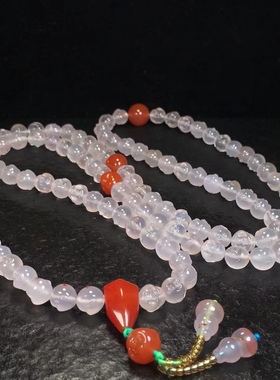 凉山南红九口料弥勒多圈手链三通复古背云流行时尚饰品手把摆件女