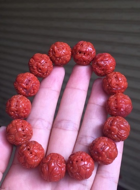 瓦西南红柿子红雕刻貔貅珠手串diy手链民族风格百香籽耳坠百搭款