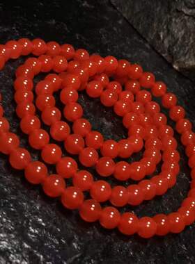 南红玛瑙保山冰红108佛珠手串手链男女款单圈原创设计配件饰品