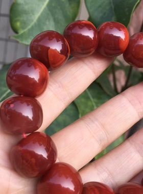 瓦西南红牛血红老型珠手串精品单圈手链颜色红润干净百搭吊坠项链